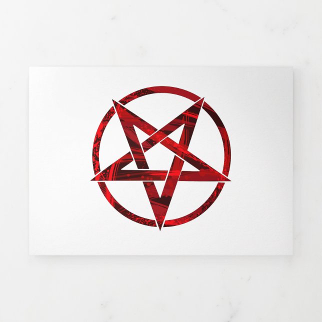 Red Devil Pentagram Dreifach Gefaltete Einladung (Cover)