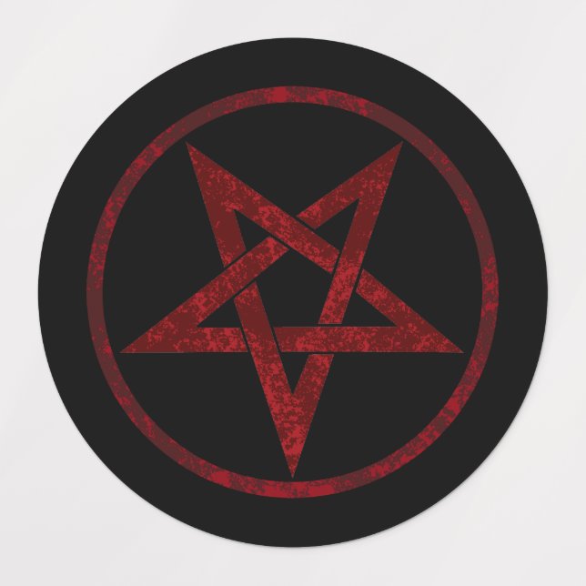 Red Devil Pentagram Etiketten (Design 1)