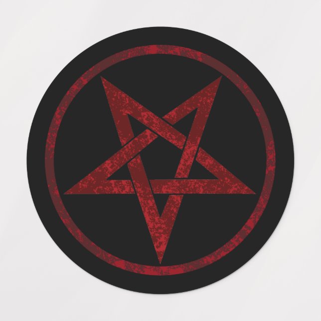 Red Devil Pentagram Etiketten (Design 2)