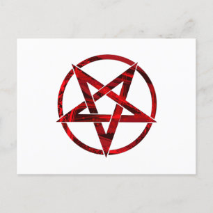 Red Devil Pentagram Feiertagspostkarte