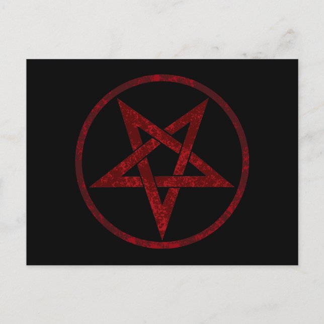 Red Devil Pentagram Feiertagspostkarte (Vorderseite)