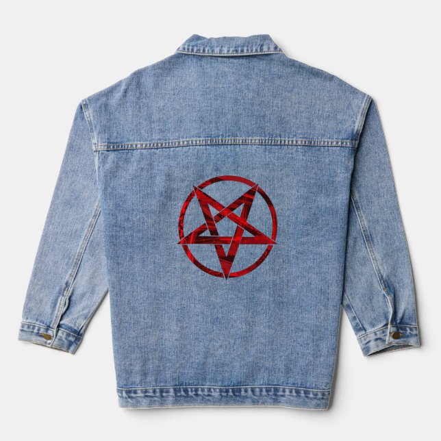 Red Devil Pentagram Jeansjacke (Rückseite)