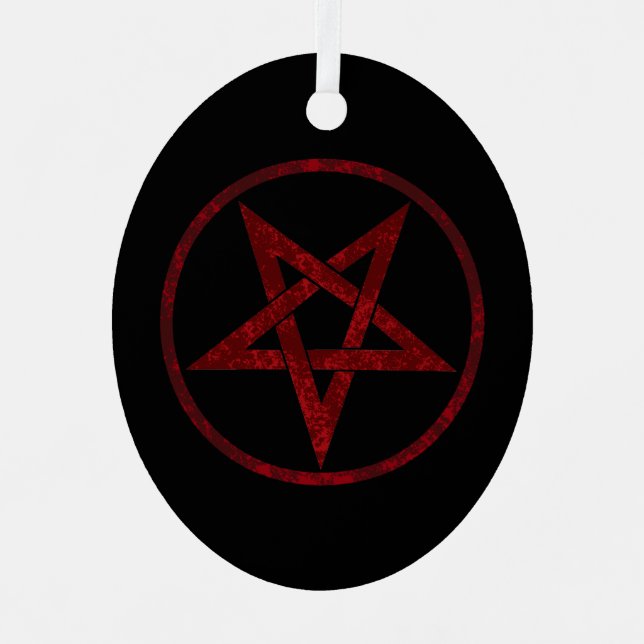 Red Devil Pentagram Ornament Aus Metall (Vorderseite)