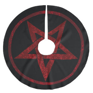 Red Devil Pentagram Polyester Weihnachtsbaumdecke