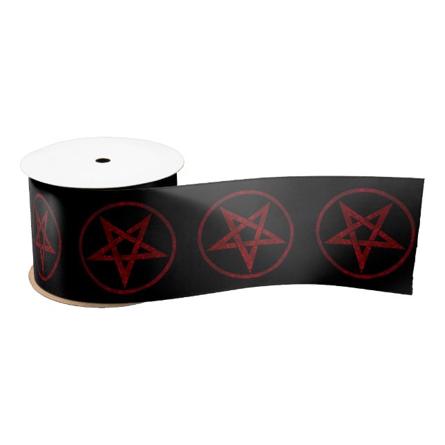 Red Devil Pentagram Satinband (Spule)