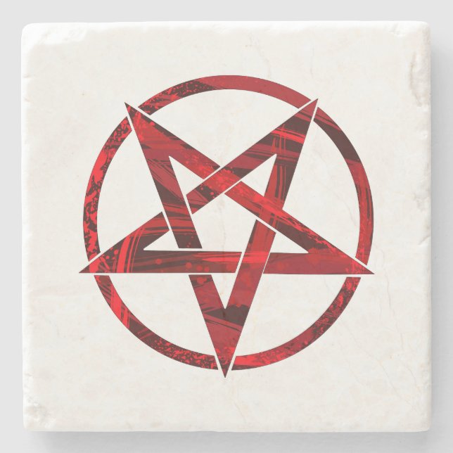 Red Devil Pentagram Steinuntersetzer (Vorderseite)