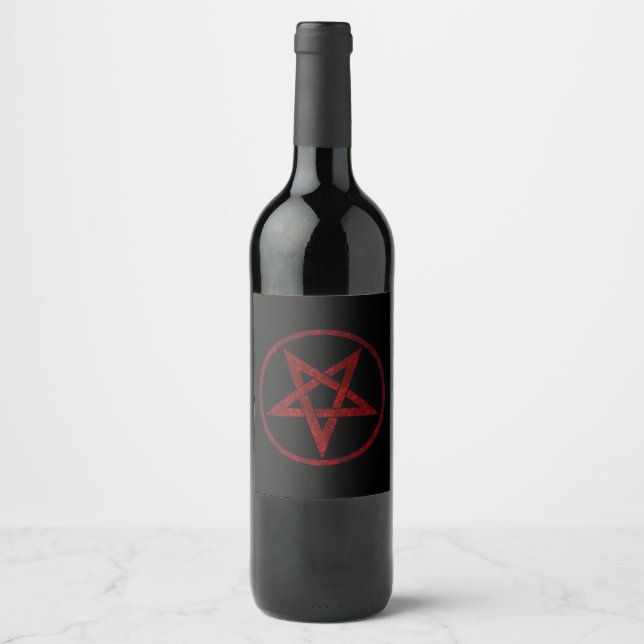 Red Devil Pentagram Weinetikett (Vorderseite)