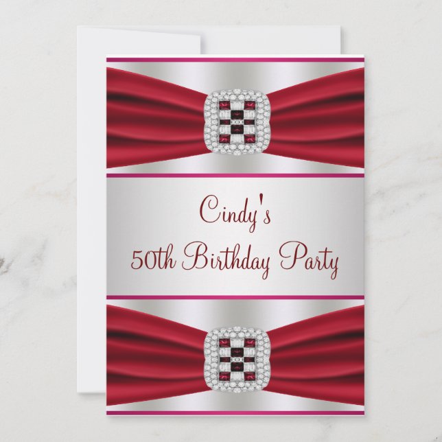 Red Diamond 50. Geburtstag Einladung (Vorderseite)