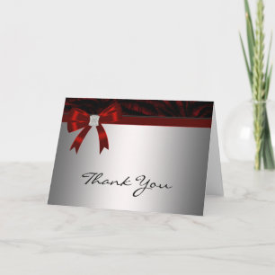 Red Diamond Bow Silver Red Danke Karte