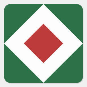 Red Diamond, feine weiße Grenze auf grün Quadratischer Aufkleber