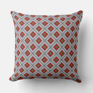 Red Diamond Gold Accent Design Throw Kissen