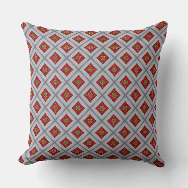 Red Diamond Gold Accent Design Throw Kissen (Vorderseite)