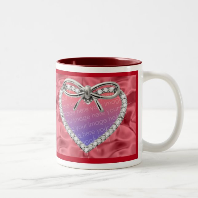 Red Diamond Heart Frame Tasse (Rechts)