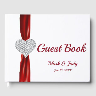 Red Diamond Heart Wedding Guestbook Gästebuch