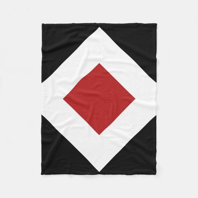 Red Diamond, kühne weiße Grenze auf schwarz Fleecedecke (Vorderseite)