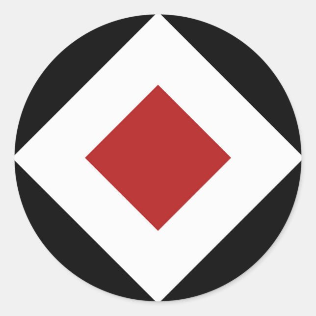 Red Diamond, kühne weiße Grenze auf schwarz Runder Aufkleber (Vorderseite)