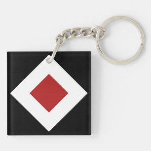 Red Diamond, kühne weiße Grenze auf schwarz Schlüsselanhänger