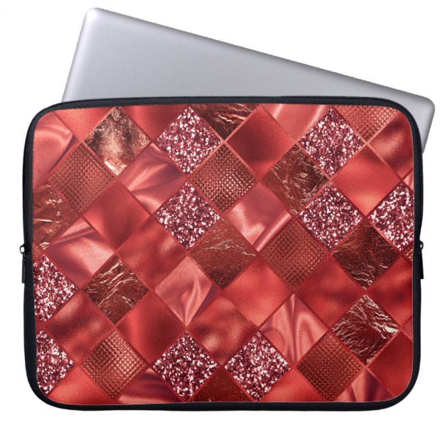 RED DIAMOND SHIMMER DIAMOND PATTERN LAPTOPSCHUTZHÜLLE (Vorderseite)
