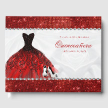 Red Diamond Sparkle Glam Quinceañera