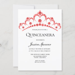 Red Diamond Tiara Quinceanera Party laden Einladung
