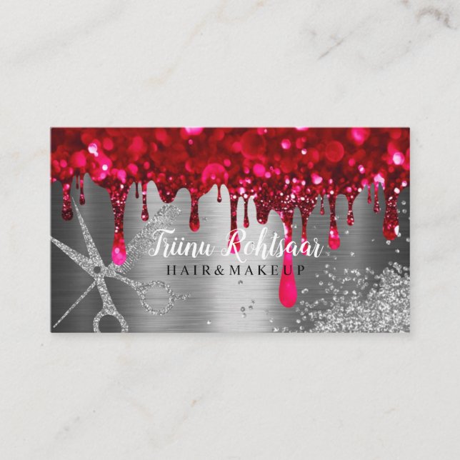 Red Diamonds Bokeh Hair Sparkling Visitenkarte (Vorderseite)