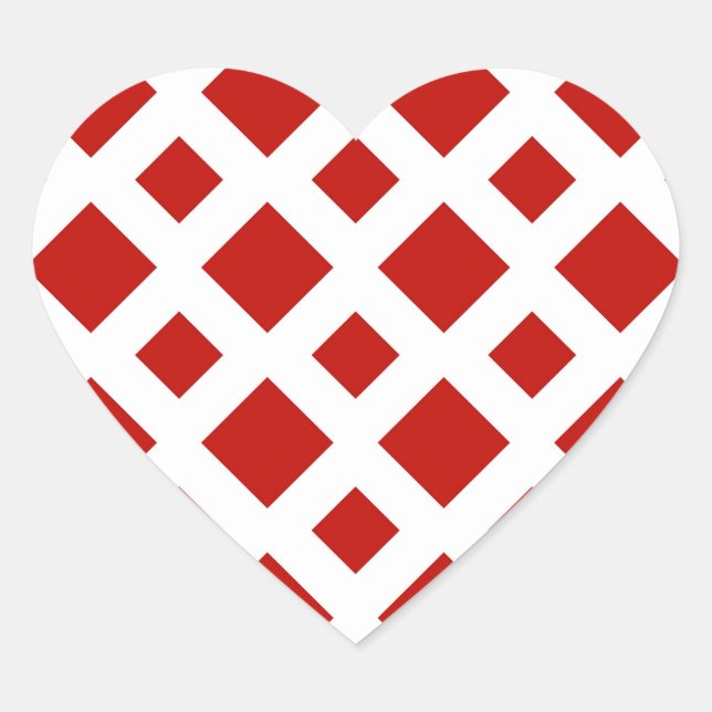 Red Diamonds on White Herz-Aufkleber (Vorderseite)
