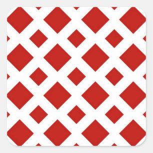 Red Diamonds on White Quadratischer Aufkleber