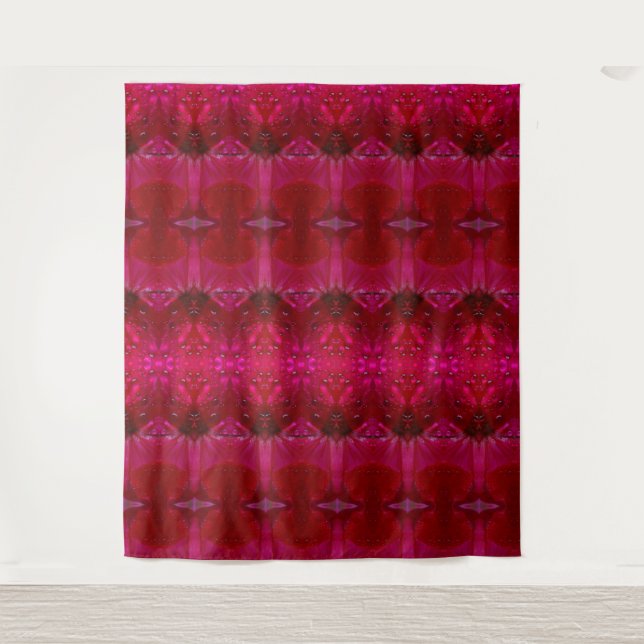 Red Dianthus Ikat 5 Wandteppich (Vorderseite)