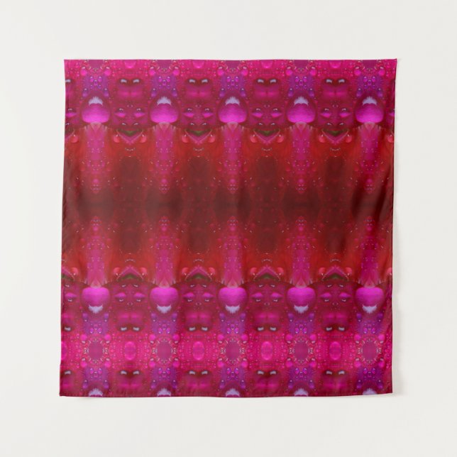 Red Dianthus Ikat 6 Wandteppich (Vorderseite)