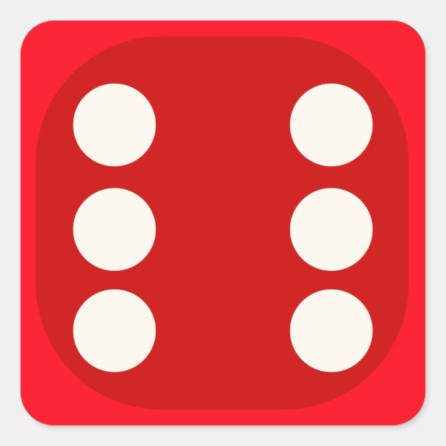 Red Dice Die Roll Six Square Siegel Quadratischer Aufkleber (Vorderseite)