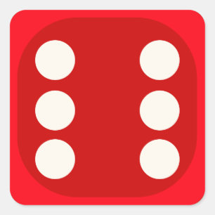 Red Dice Die Roll Six Square Siegel Quadratischer Aufkleber