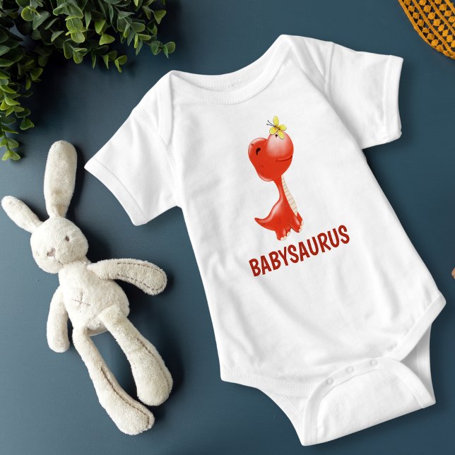 Red Dinosaur BABYSAURUS personalisiert Baby Strampler (Von Creator hochgeladen)