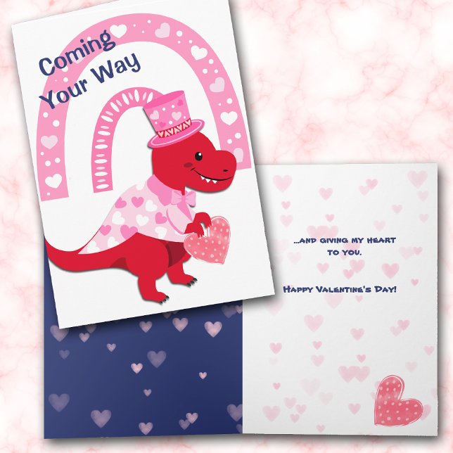 Red Dinosaur Hearts Valentine Feiertagskarte (Von Creator hochgeladen)