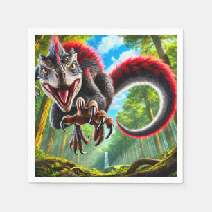 Red Dinosaur Serviette