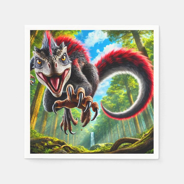 Red Dinosaur Serviette (Vorderseite)