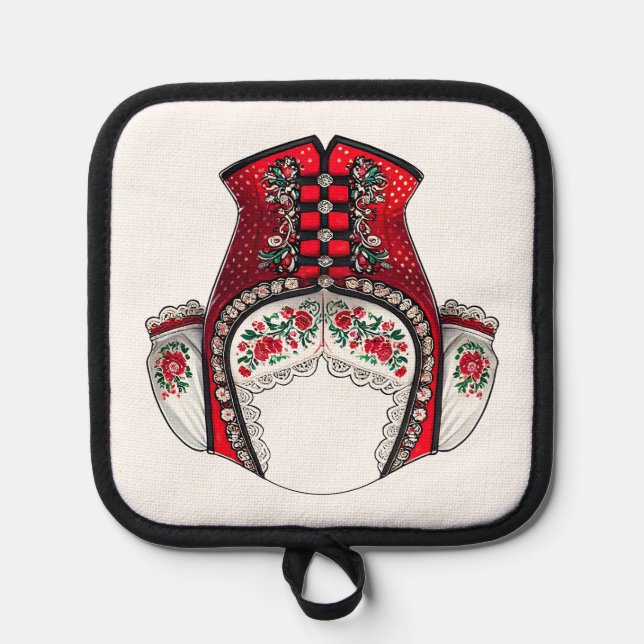 Red Dirndl Top Topflappen (Vorderseite)