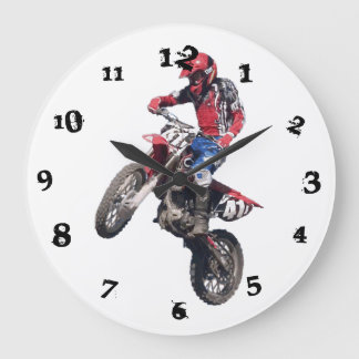 Red Dirt Bike Große Wanduhr