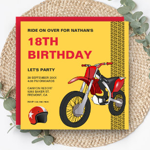 Red Dirt Bike Motocross Geburtstagsparty Einladung