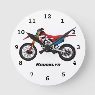 Red dirt bike motorcycle runde wanduhr
