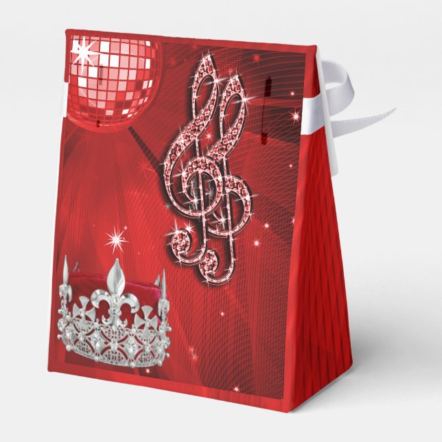 Red Disco Ball, Musiknoten und Crown Gevor Box Geschenkschachtel (Rückseite)