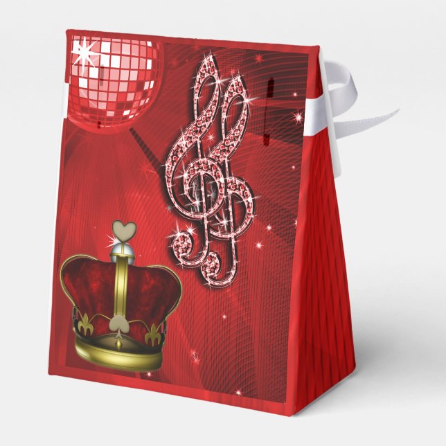Red Disco Ball, Musiknoten und Crown Gevor Box Geschenkschachtel (Rückseite)