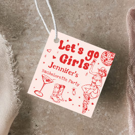 Red Disco Cowgirl Rodeo Junggeselinnen-Abschied Geschenkanhänger