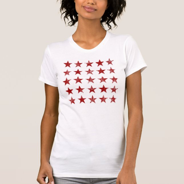 Red Distressed Stars T-Shirt (Vorderseite)