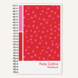 Red Ditsy Floral Vertical Palette Notebook Notizbuch