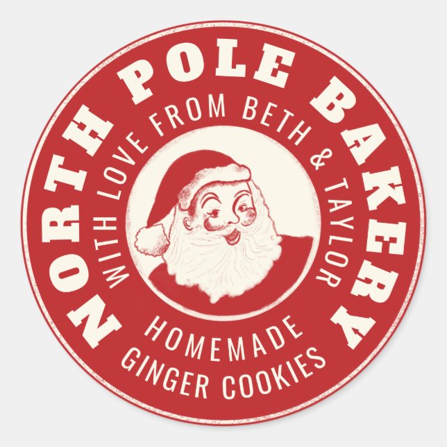 Red DIY Geschenk Nordpol Bäckerei Aufkleber (Vorderseite)