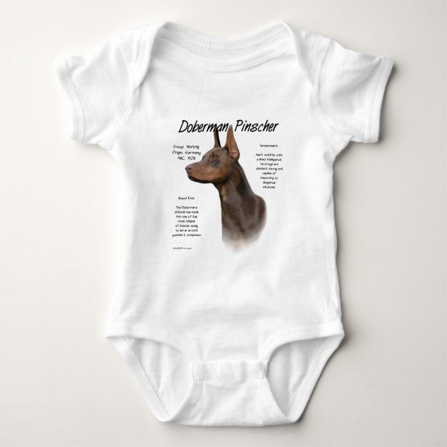 Red Doberman History Baby Strampler (Vorderseite)