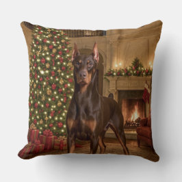 Red Doberman Holiday  Kissen