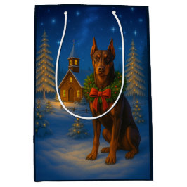 Red Doberman Holiday Mittlere Geschenktüte