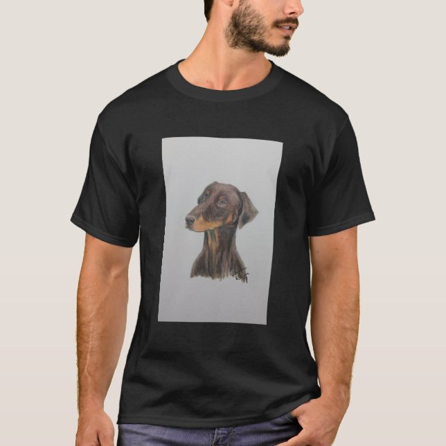Red Doberman Natural Ears Scoop T-Shirt (Vorderseite)
