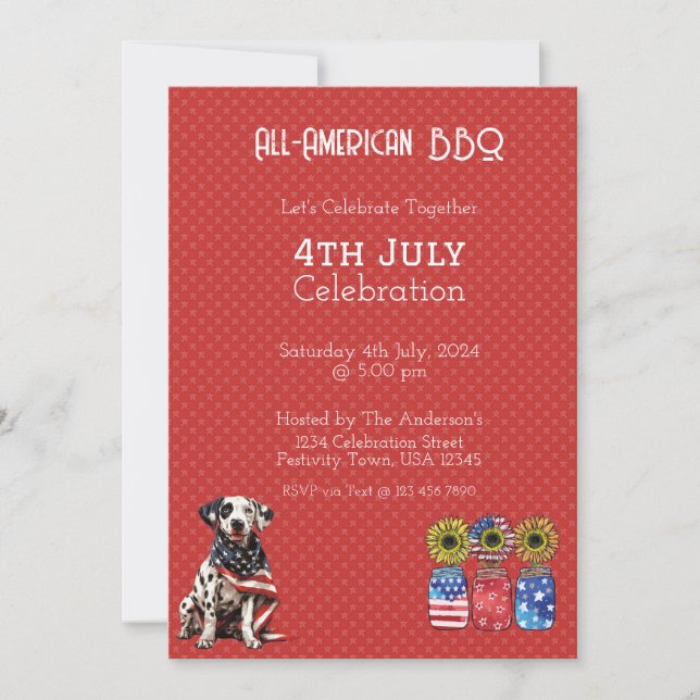 Red Dog 4 juillet Invitation Card (Devant)